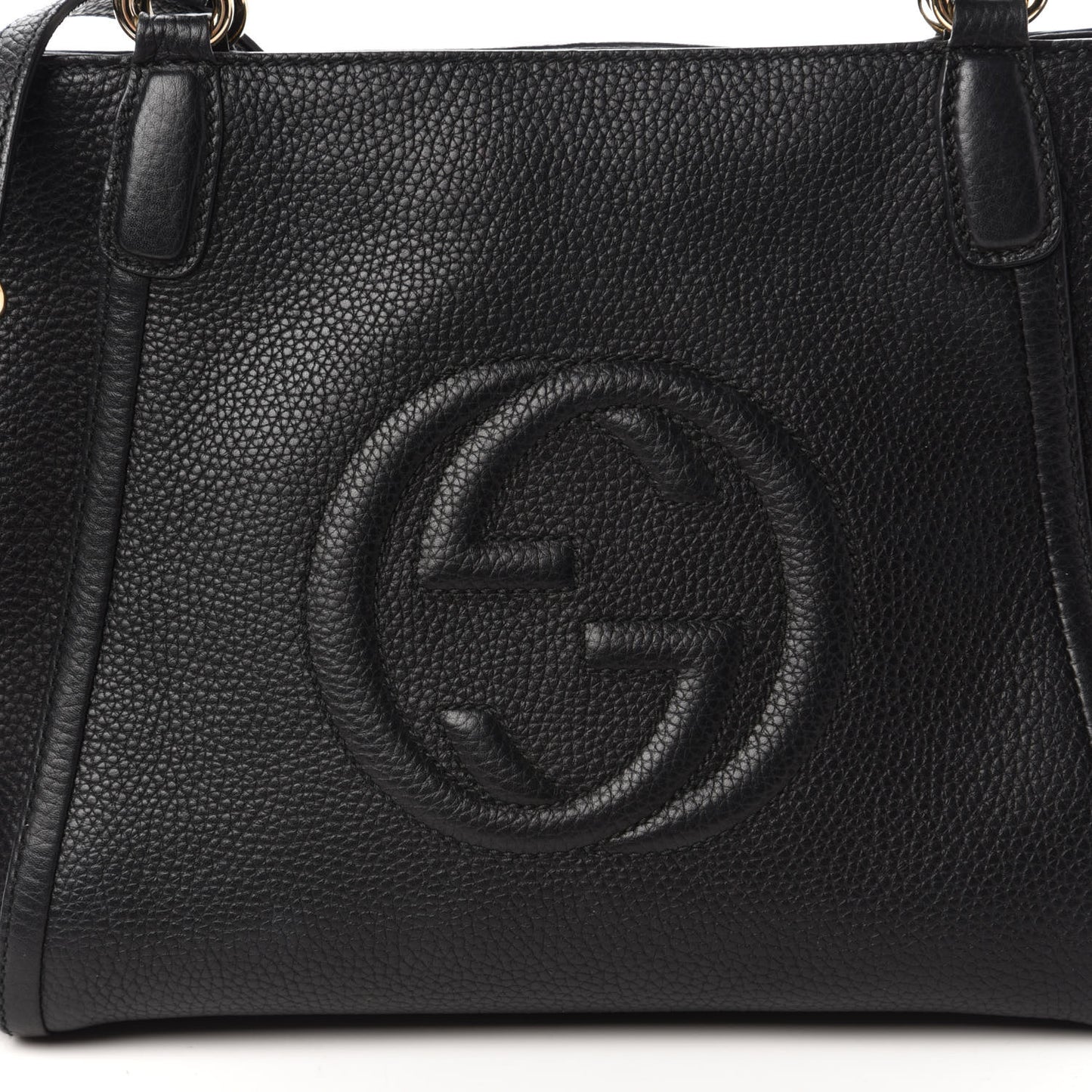 Pebbled Calfskin Small Soho Top Handle Bag Black