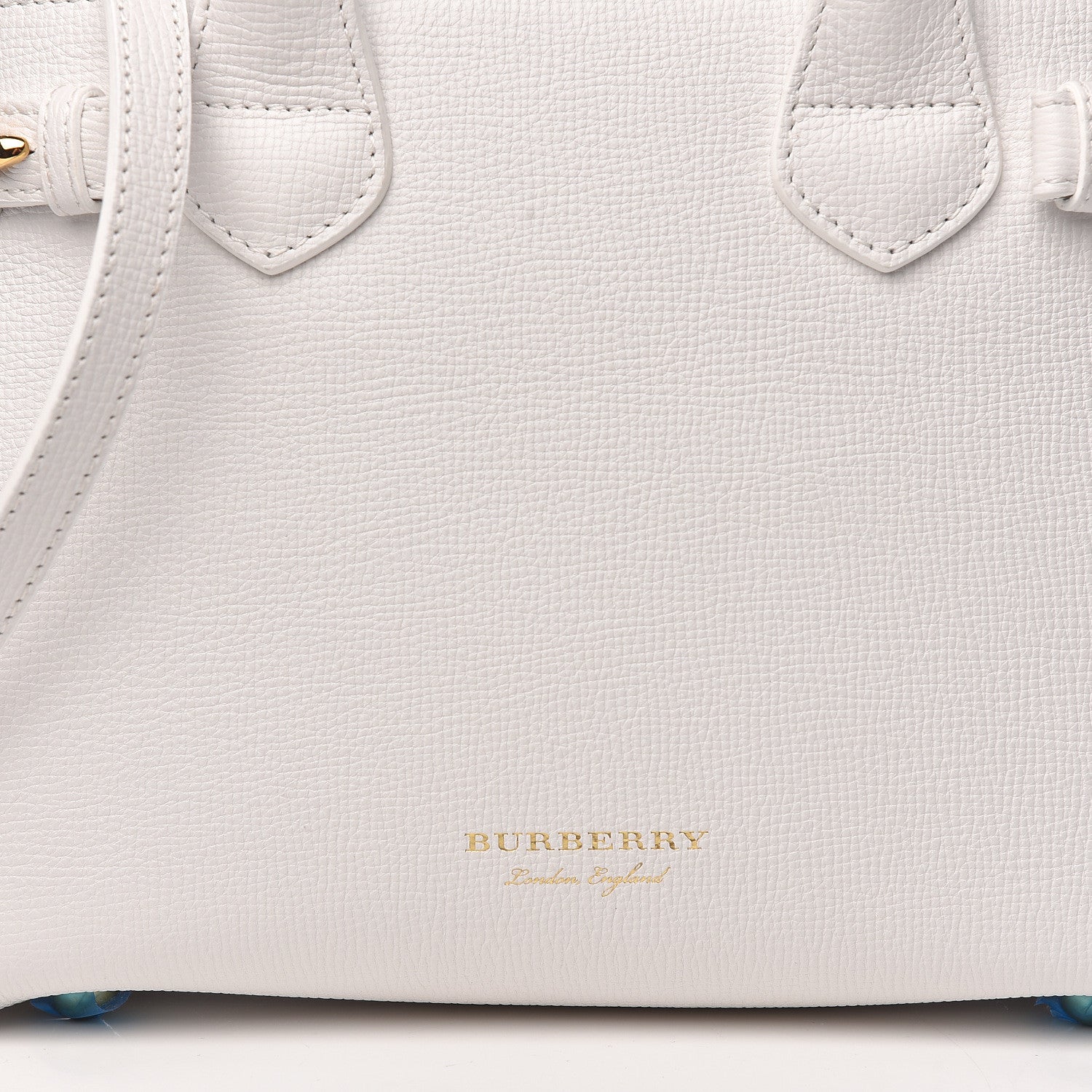 Burberry Grainy Calfskin House Check Small Banner Tote Chalk White 9 of 13