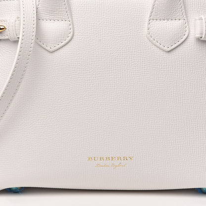 Burberry Grainy Calfskin House Check Small Banner Tote Chalk White 9 of 13