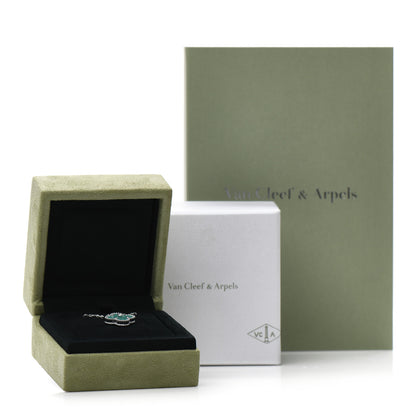 Van Cleef & Arpels 18K White Gold Diamond Celadon Green Sevres Porcelain Vintage Alhambra Pendant Necklace 5 of 5