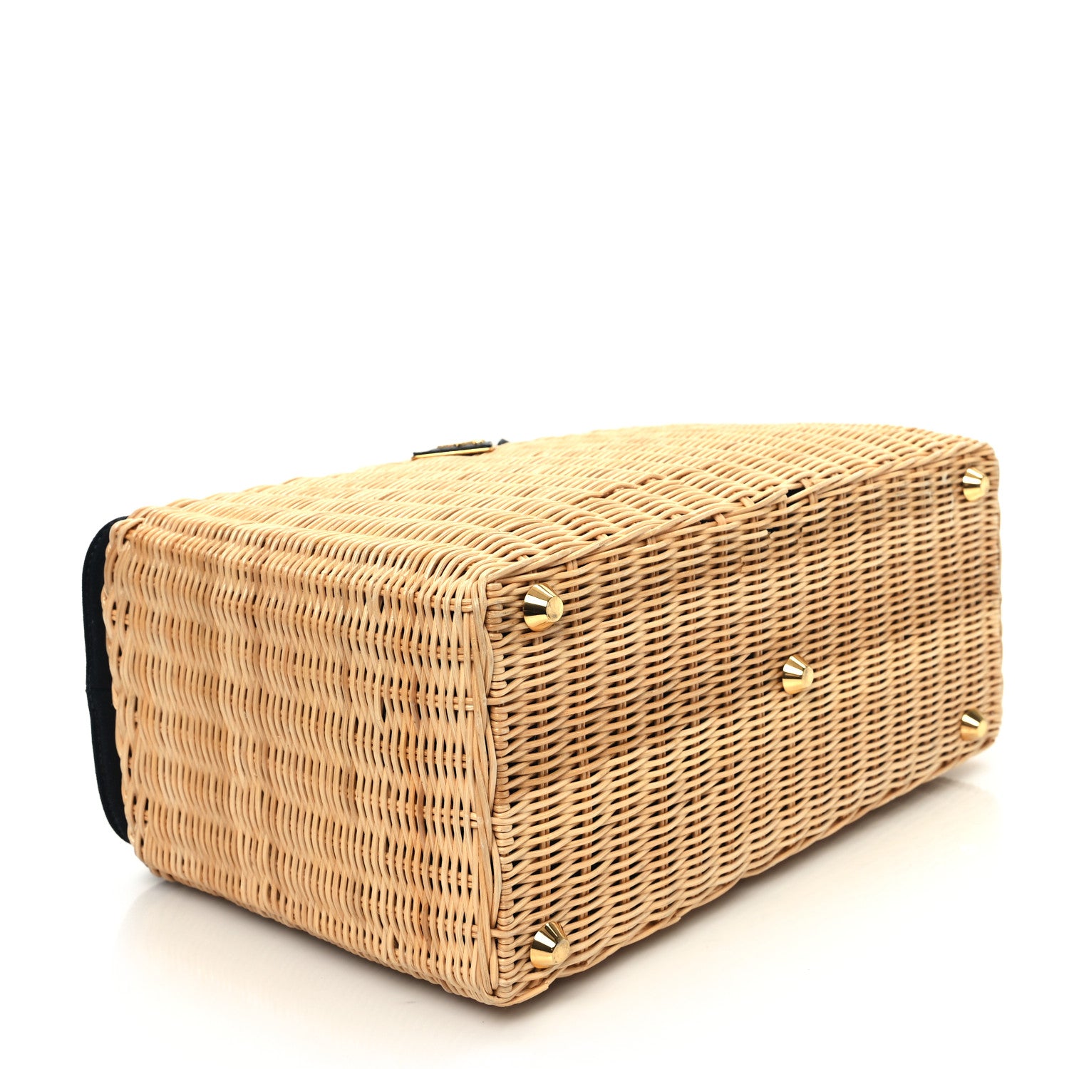 Prada Wicker Canvas Large Tote Naturale Black 4 of 14