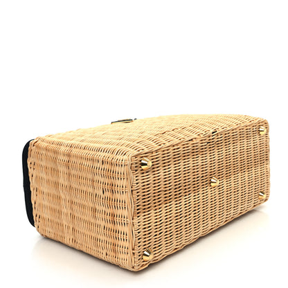 Prada Wicker Canvas Large Tote Naturale Black 4 of 14
