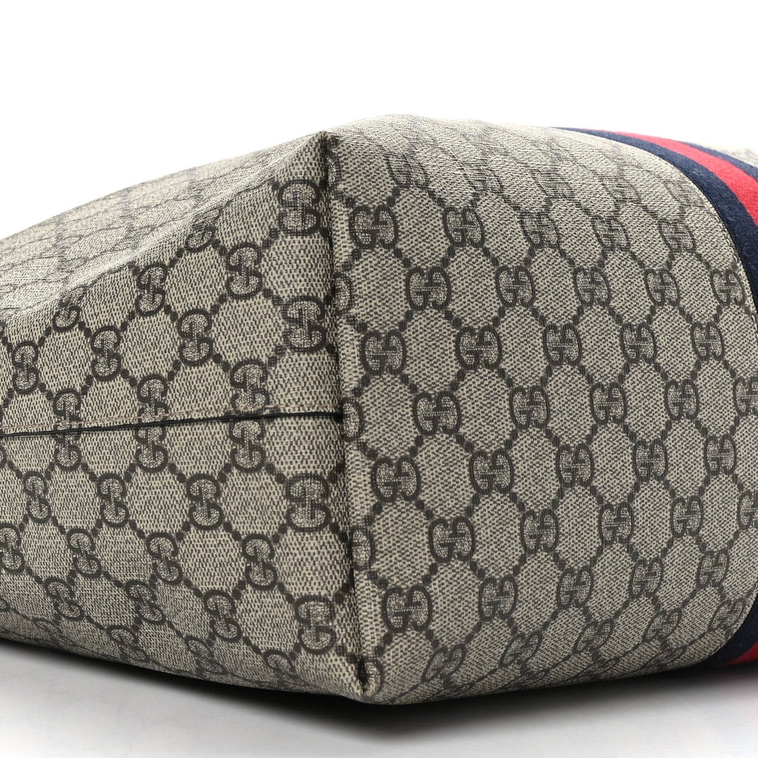 Gucci GG Supreme Monogram Textured Dollar Calfskin Web Medium Ophidia Shopping Tote Beige Ebony Mystic White 9 of 10