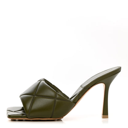 Bottega Veneta Nappa Quilted Rubber Lido Mule Sandals 39 Khaki 1 of 9
