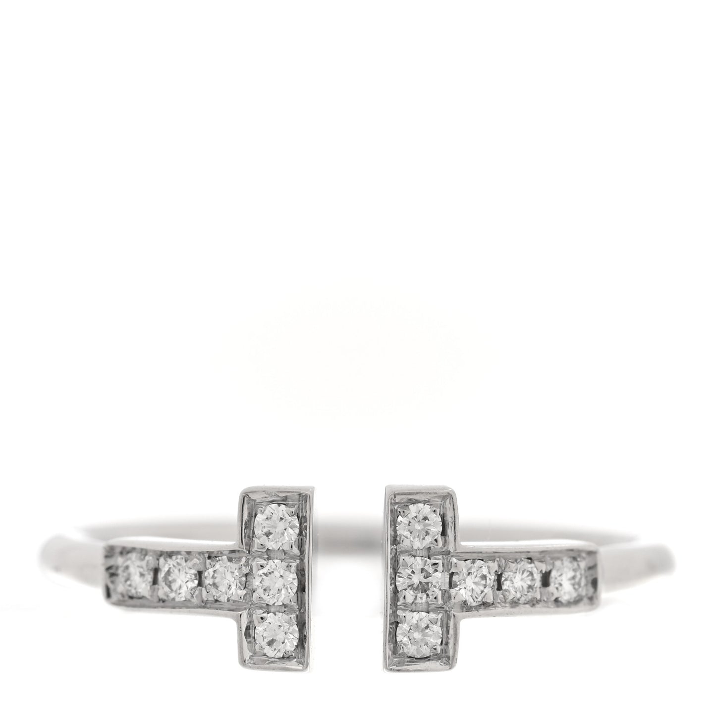 18K White Gold Diamond T Wire Ring 54 7