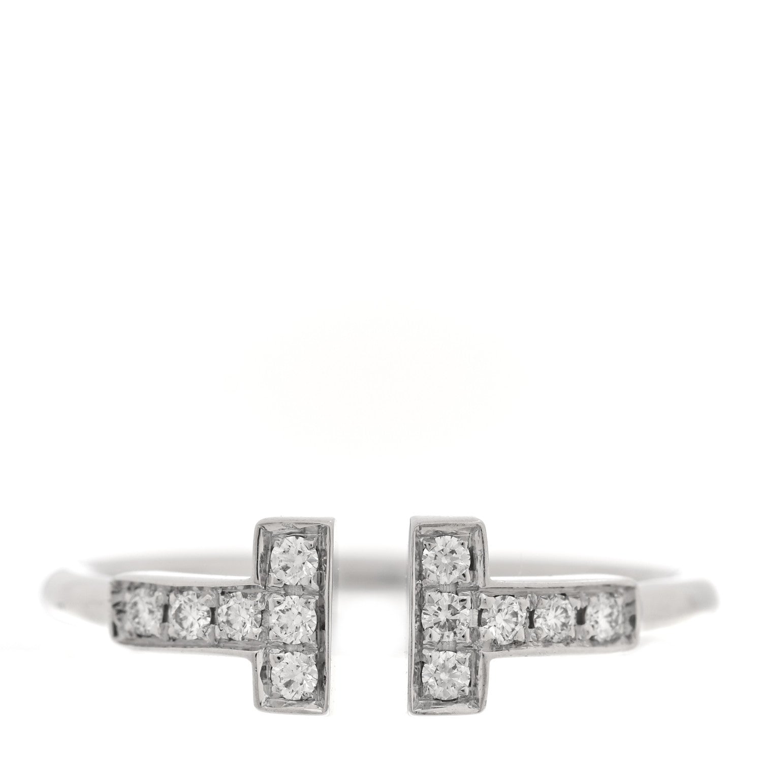 Tiffany 18K White Gold Diamond T Wire Ring 54 7 1 of 4