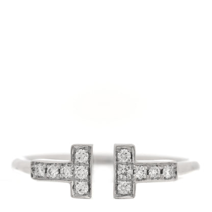 Tiffany 18K White Gold Diamond T Wire Ring 54 7 1 of 4