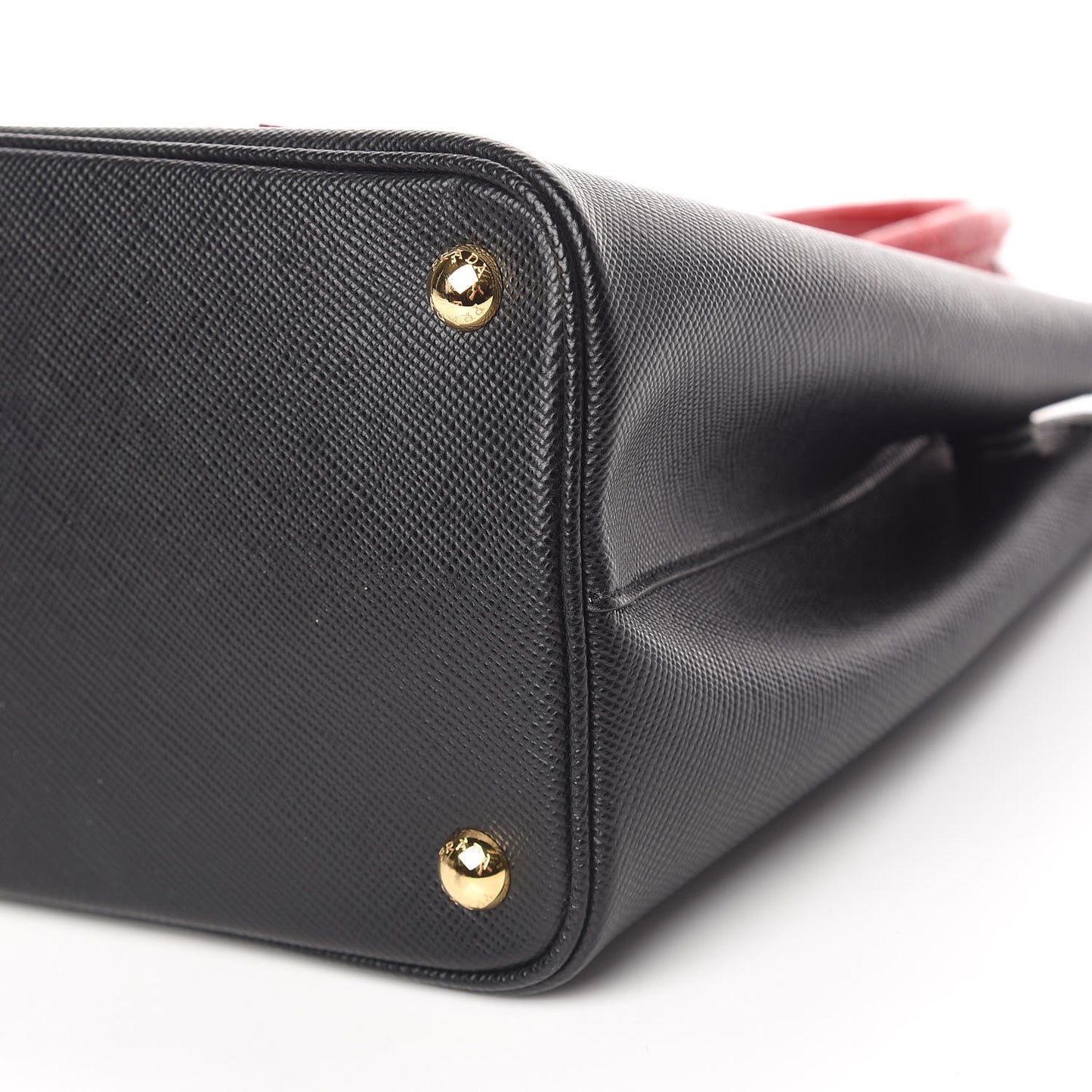 Saffiano Cuir Crocodile Small Double Bag Black Rosso