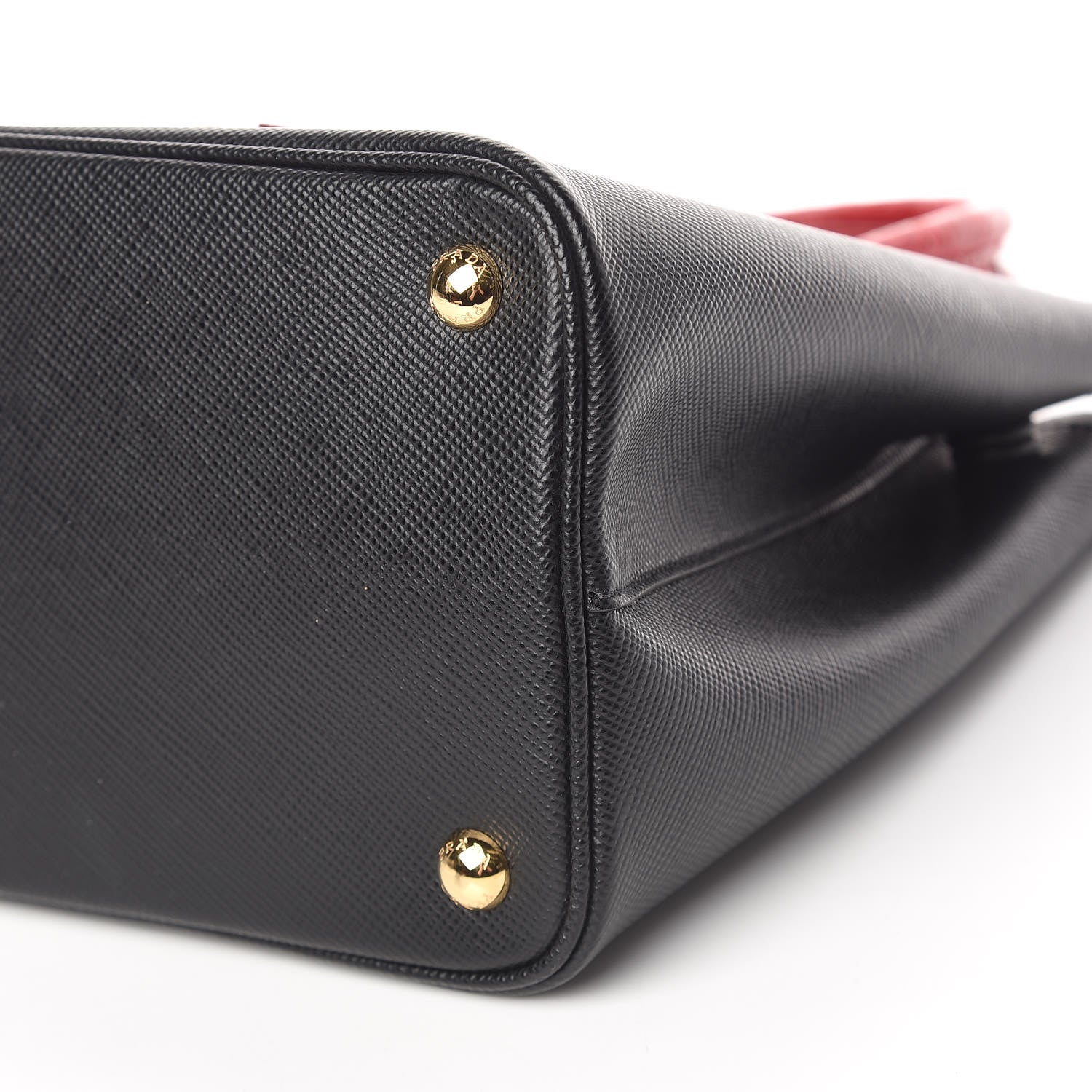 Prada Saffiano Cuir Crocodile Small Double Bag Black Rosso 6 of 12