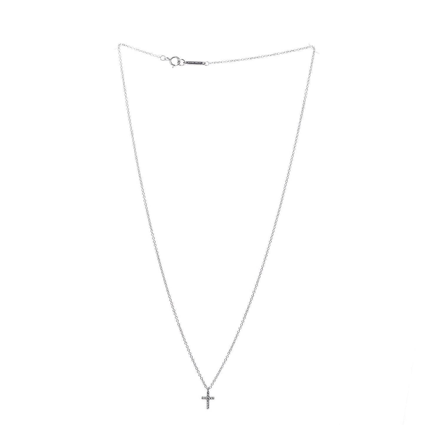 18K White Gold Diamond Mini Cross Pendant Necklace