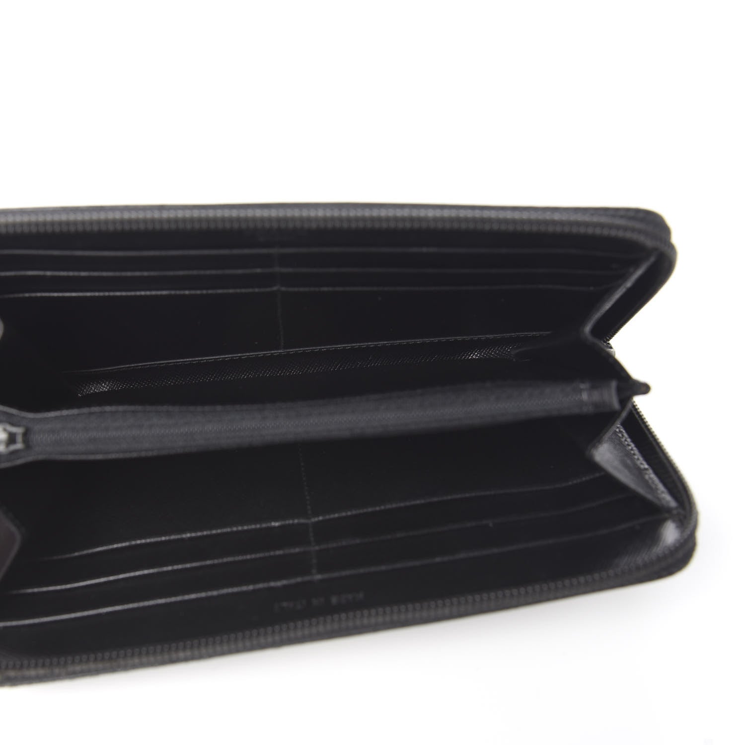 Prada Saffiano Triangle Zip Around Wallet Black 4 of 11
