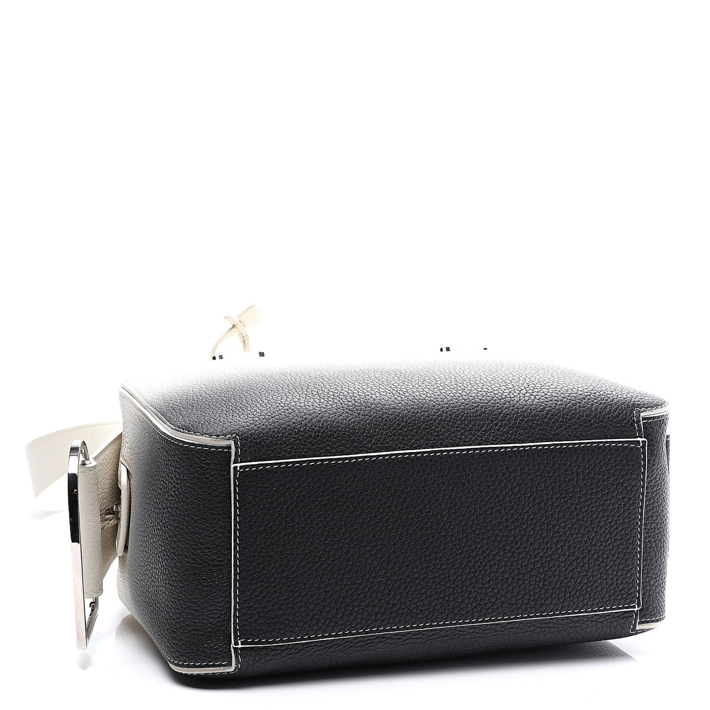 Grained Bullskin Cool Box MM Satchel Ivory Black