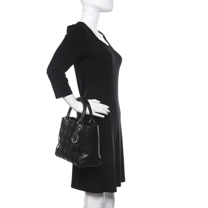 Christian Dior Lambskin Sequin Embellished Medium Lady Dior Black 2 of 10