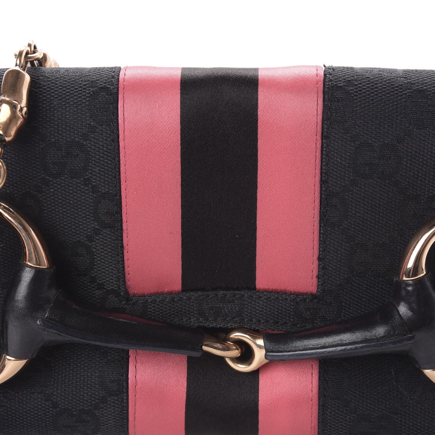 Monogram Horsebit Web Clutch Black