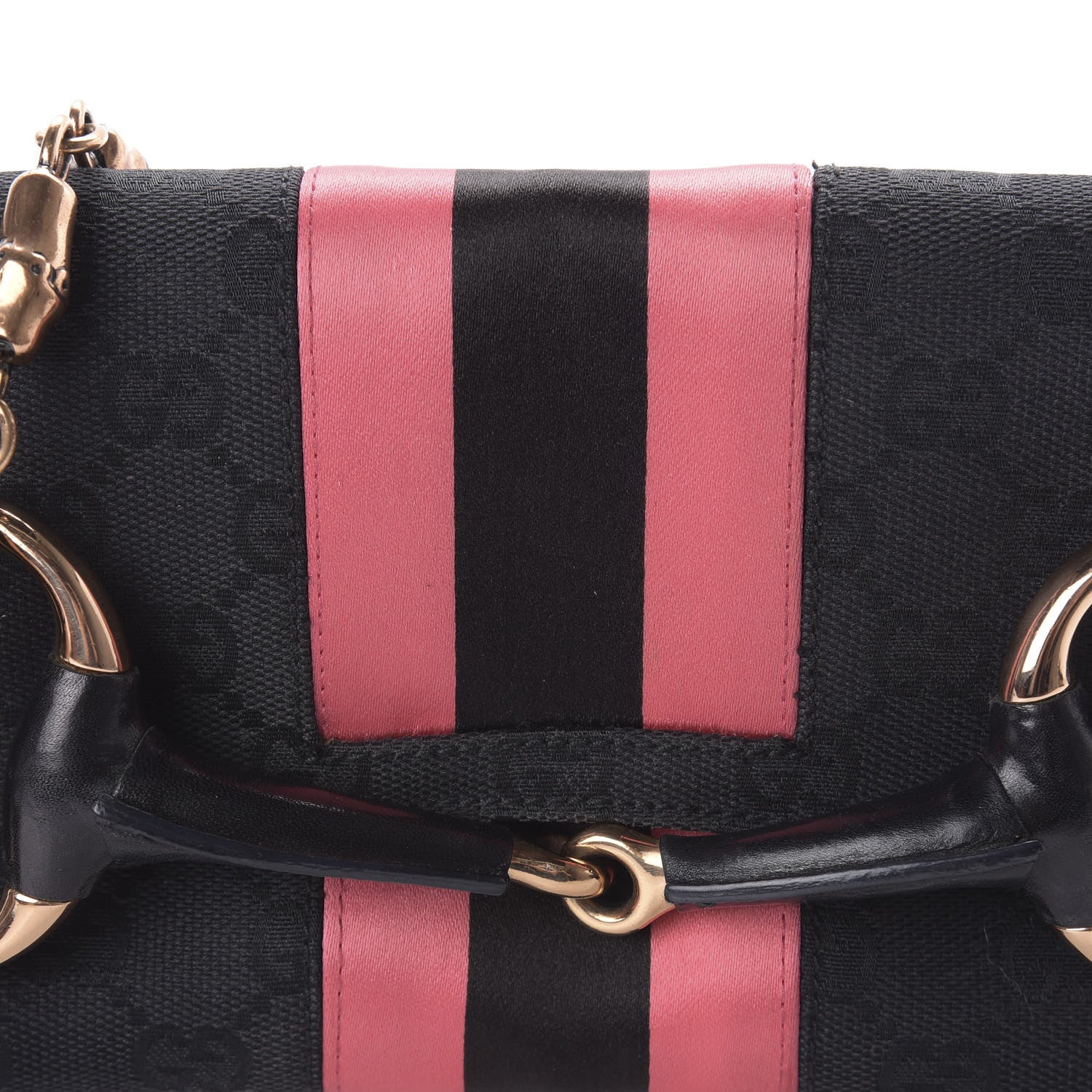 Gucci Monogram Horsebit Web Clutch Black 10 of 10