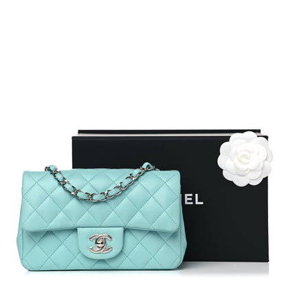 Chanel Lambskin Quilted Mini Rectangular Flap Light Blue 13 of 13