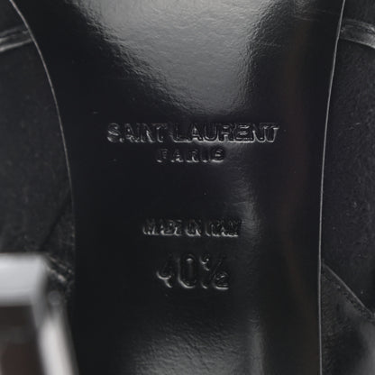 Saint Laurent Calfskin Velvet Lace Up Ankle Boots 40.5 Black 6 of 9