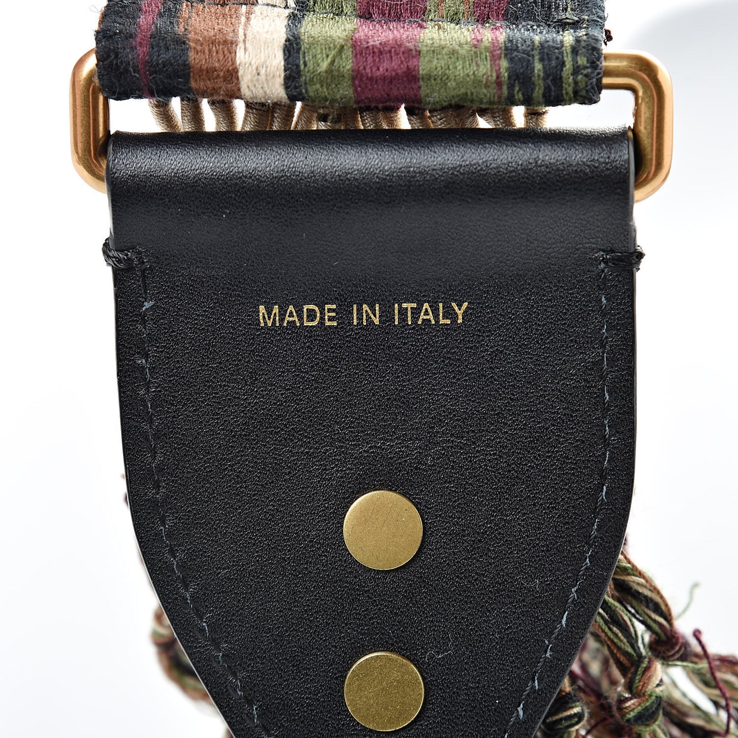 Canvas Embroidered Studded Bohemian Fringe Shoulder Strap Black Multicolor