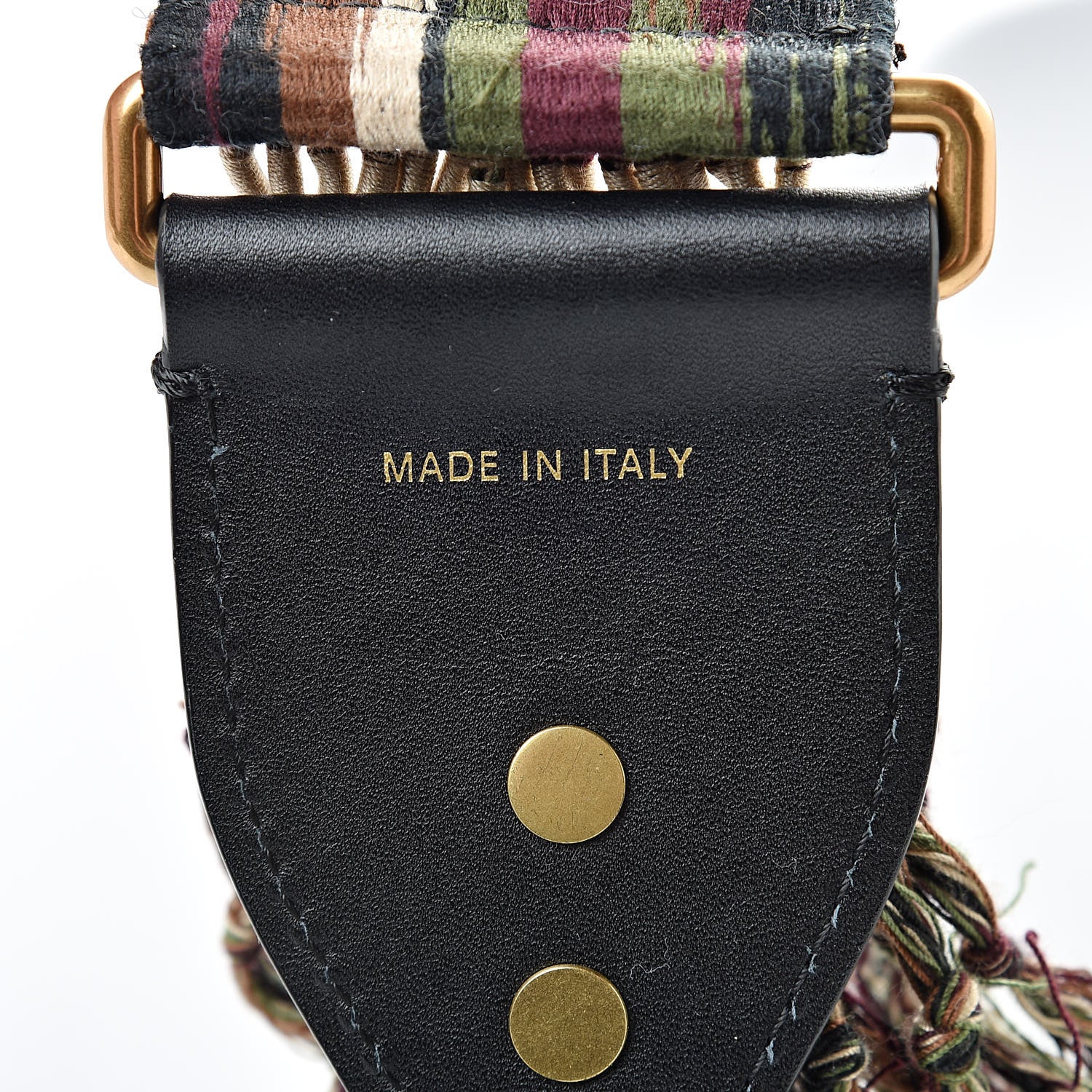 Christian Dior Canvas Embroidered Studded Bohemian Fringe Shoulder Strap Black Multicolor 4 of 7
