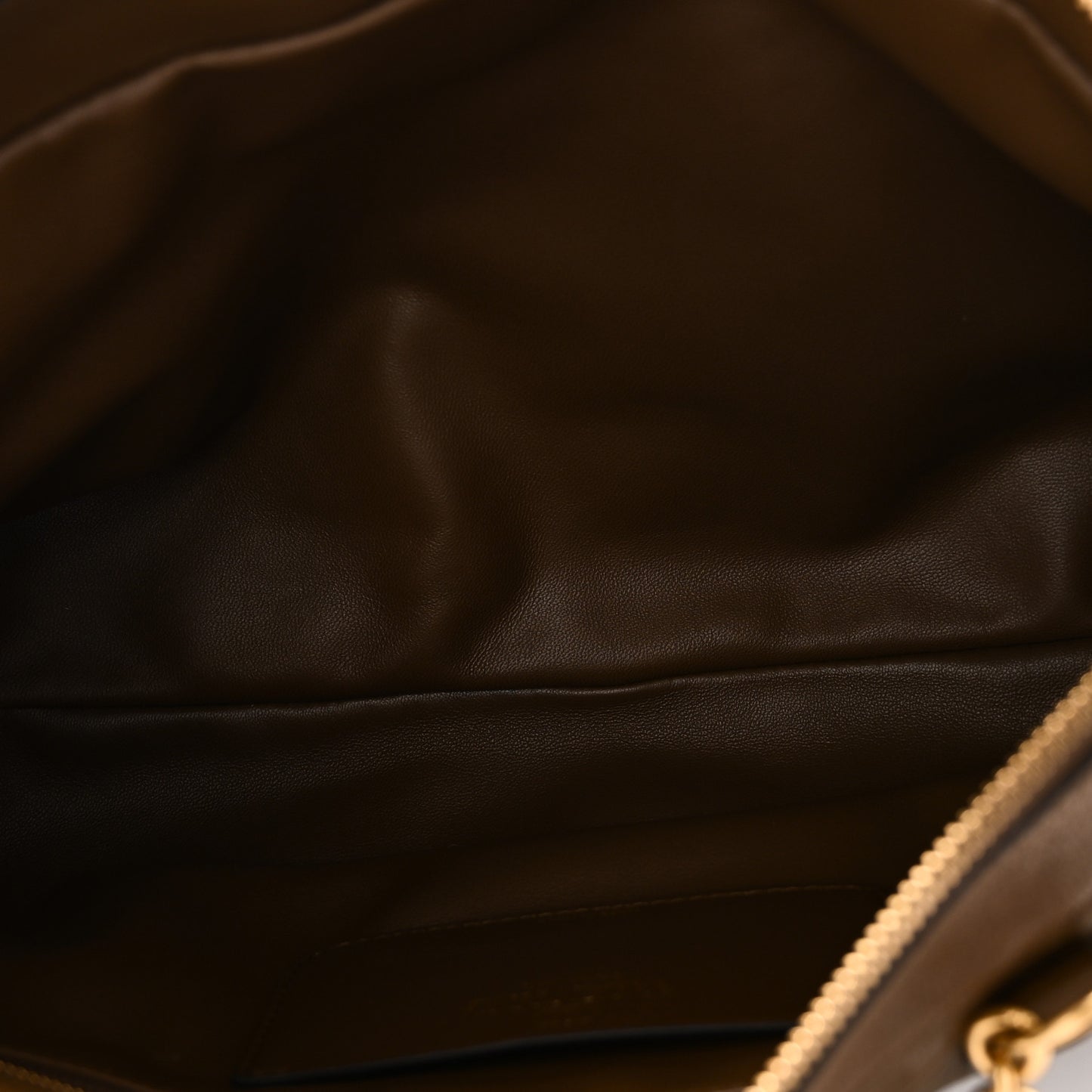 Shiny Nappa Crystal Chevron Patchwork Medium Panthea Bag Tundra