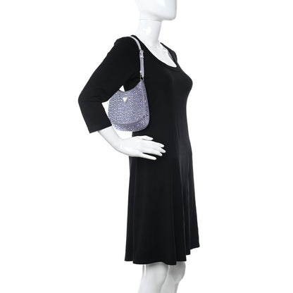 Prada Satin Crystal Cleo Adjustable Strap Shoulder Bag Glicine 2 of 7