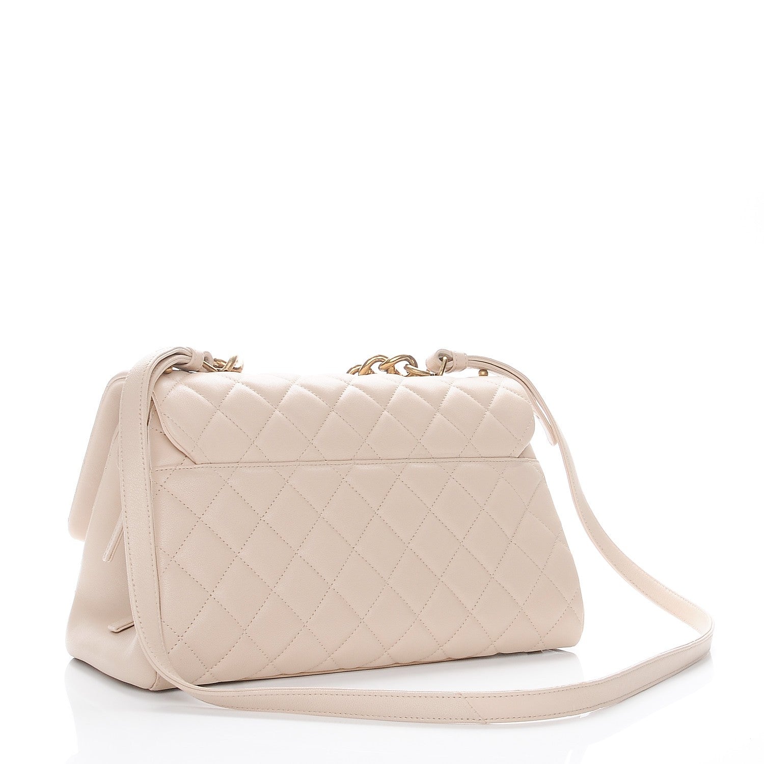 Chanel Shiny Sheepskin Quilted Large Trapezio Flap Beige 3 of 9