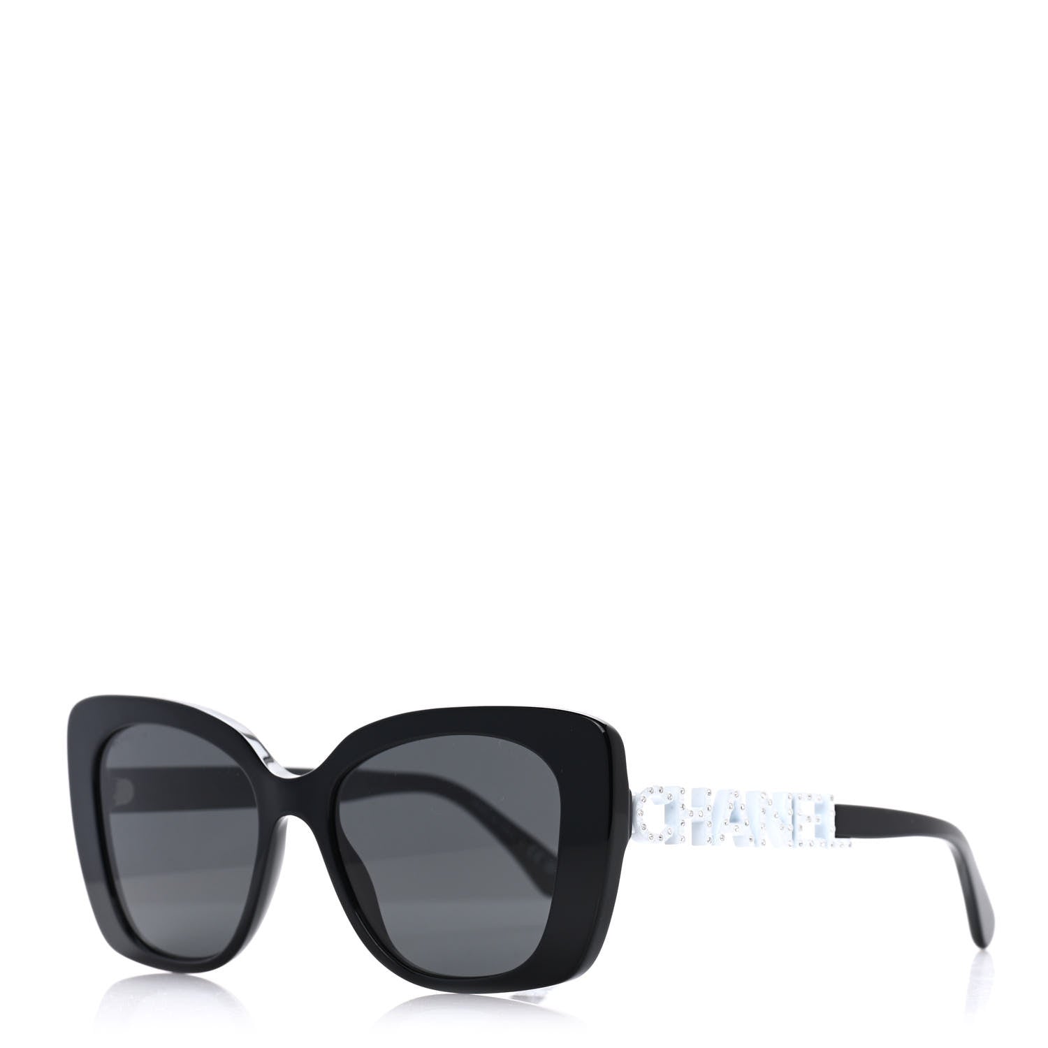 Chanel Acetate Strass Square Sunglasses 5422-B Black White 1 of 9