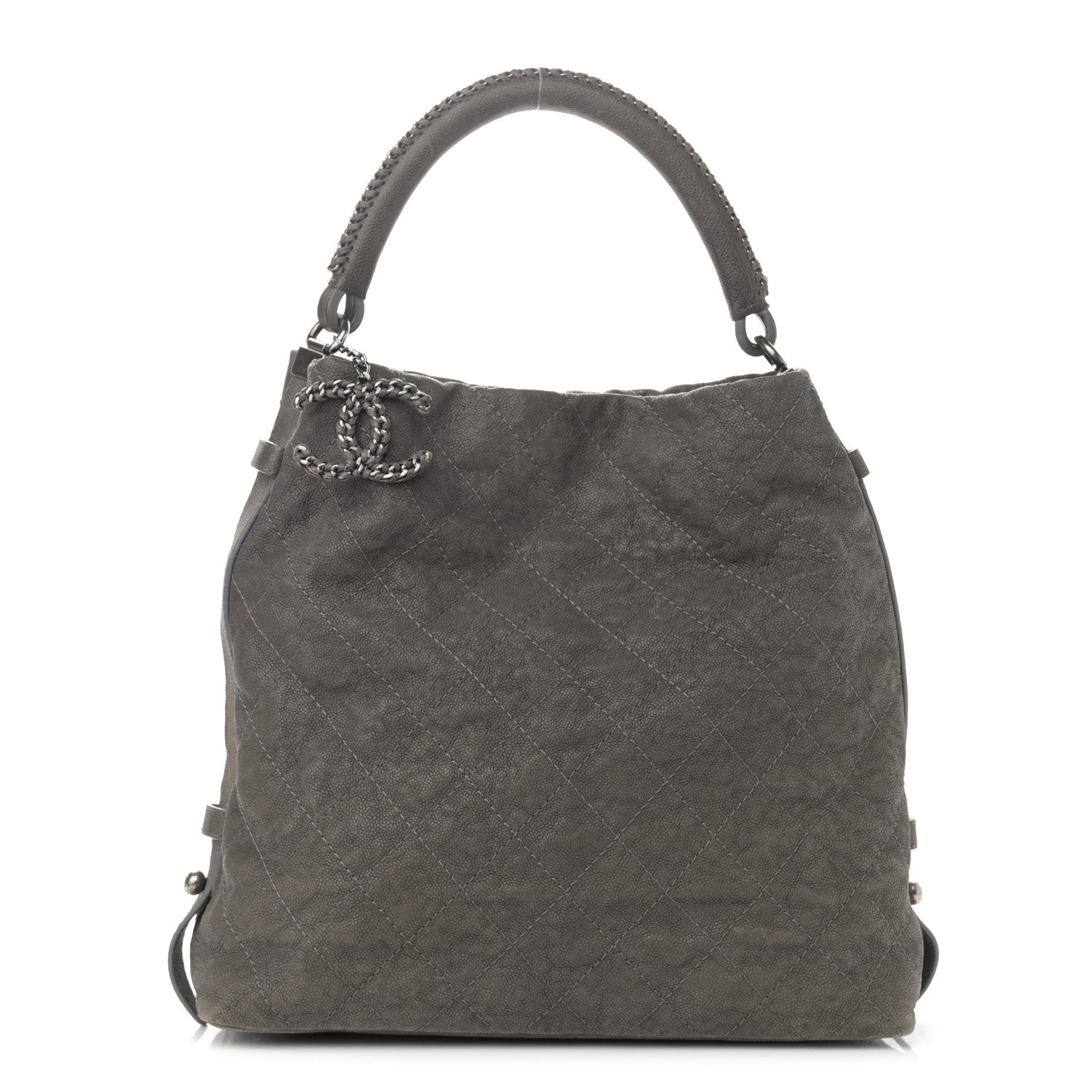 Chanel Iridescent Caviar Quilted Boy Handle Hobo Dark Grey 1 of 12