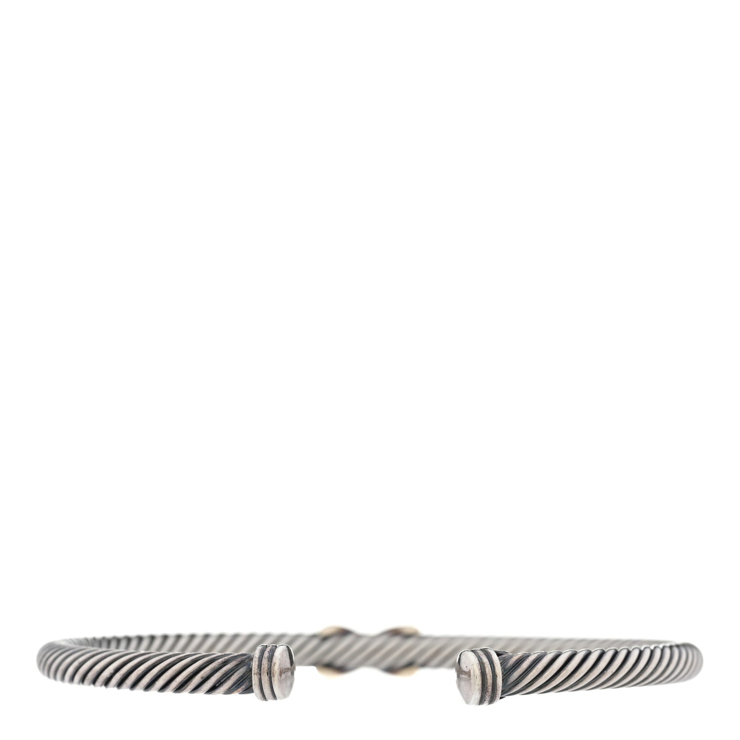 Sterling Silver 14K Yellow Gold 4mm X Station Cable Bracelet