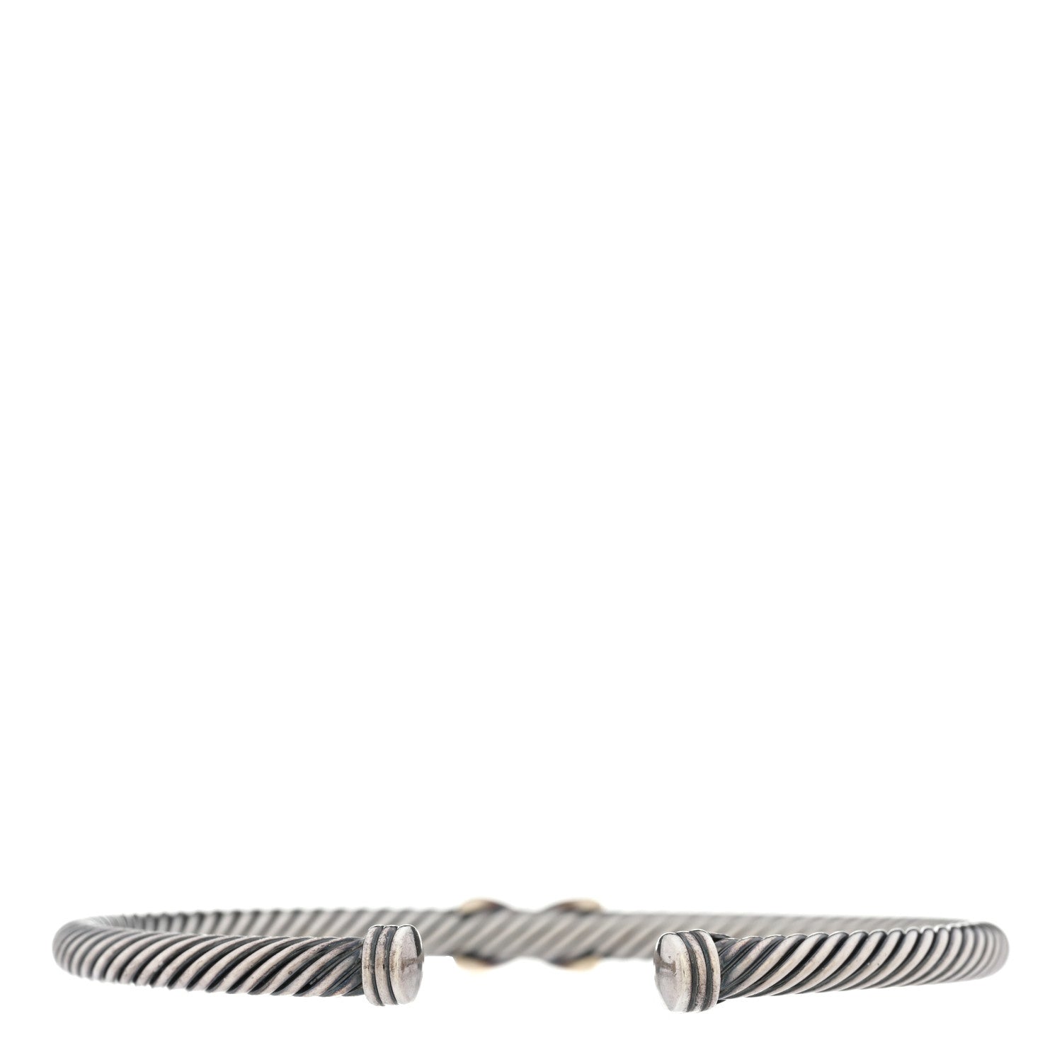 David Yurman Sterling Silver 14K Yellow Gold 4mm X Station Cable Bracelet 2 of 3