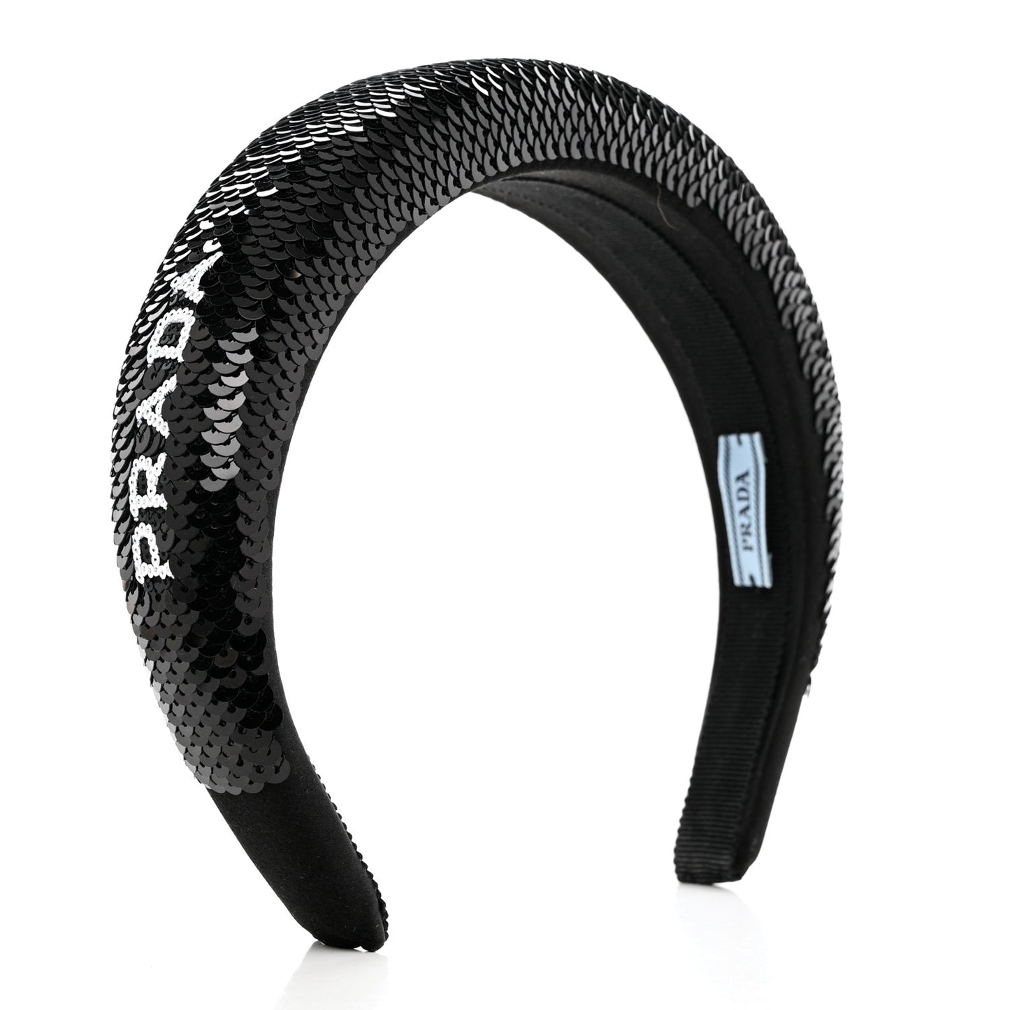 Satin Sequin Embellished Headband Clear Black
