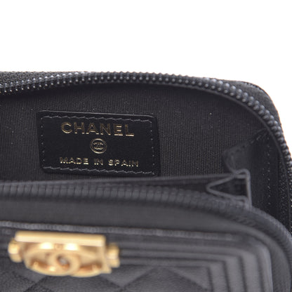 Chanel Caviar Quilted Boy Zip Around Coin Purse Wallet Black 6 of 8