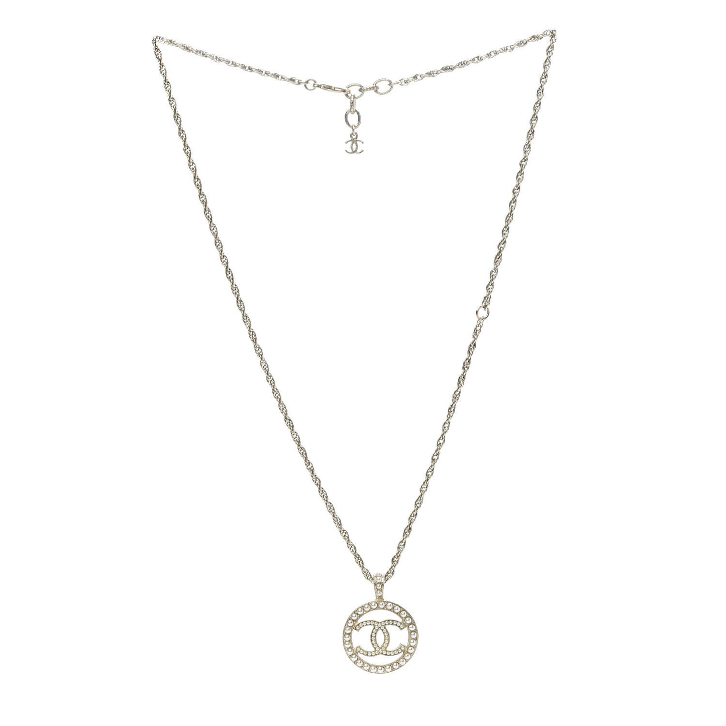 Pearl CC Medallion Necklace Gold