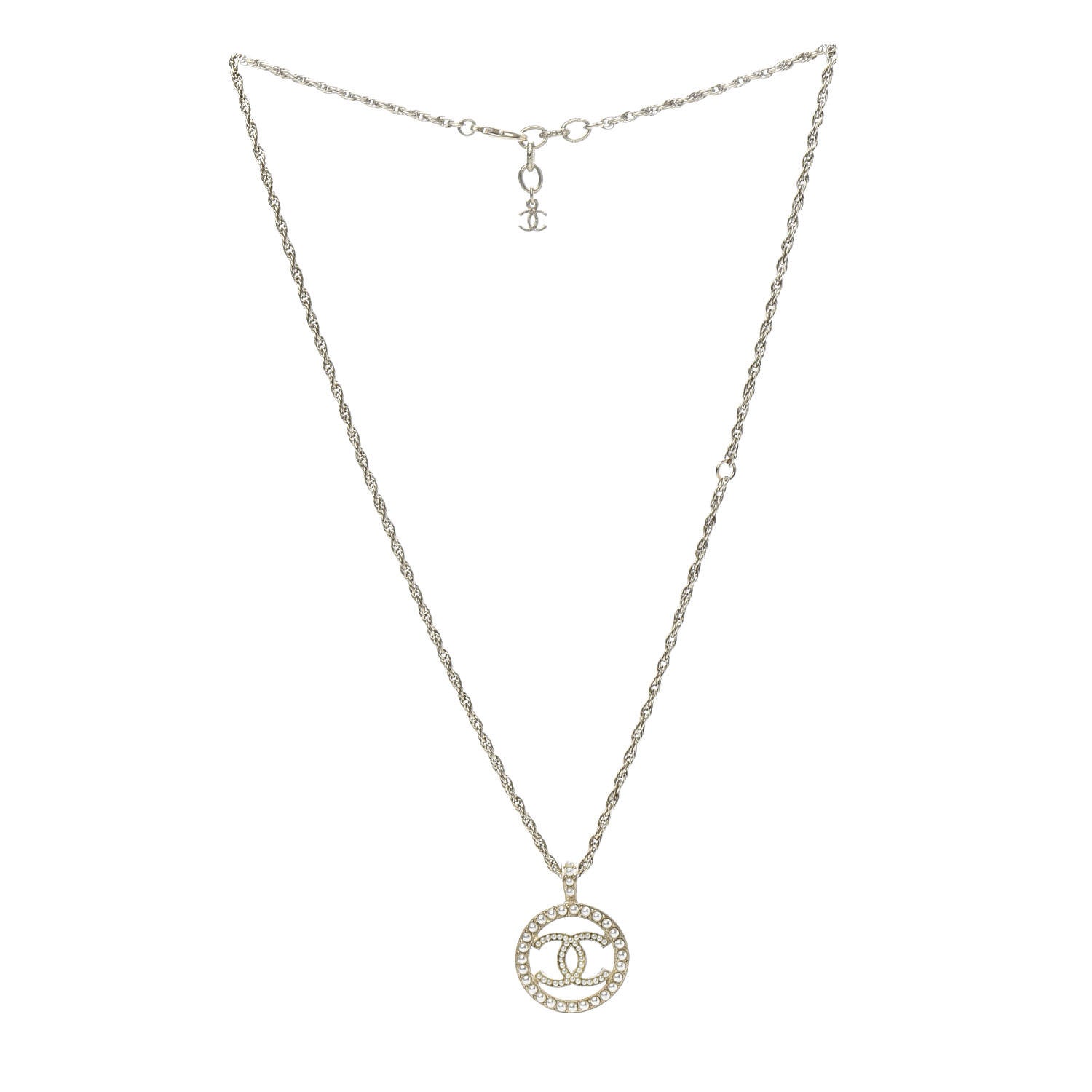 Chanel Pearl CC Medallion Necklace Gold 3 of 5