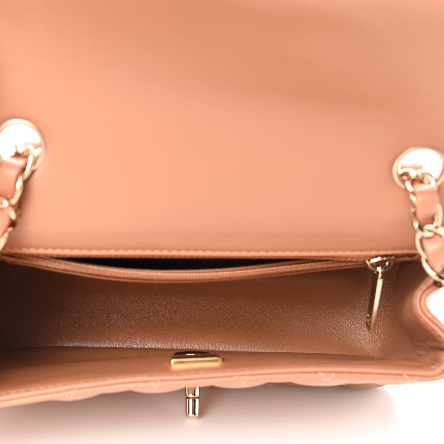 Lambskin Quilted Mini Rectangular Flap Brown