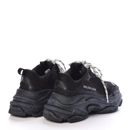 Balenciaga Mesh Nubuck Mens Triple S Sneakers 39 Black 4 of 8
