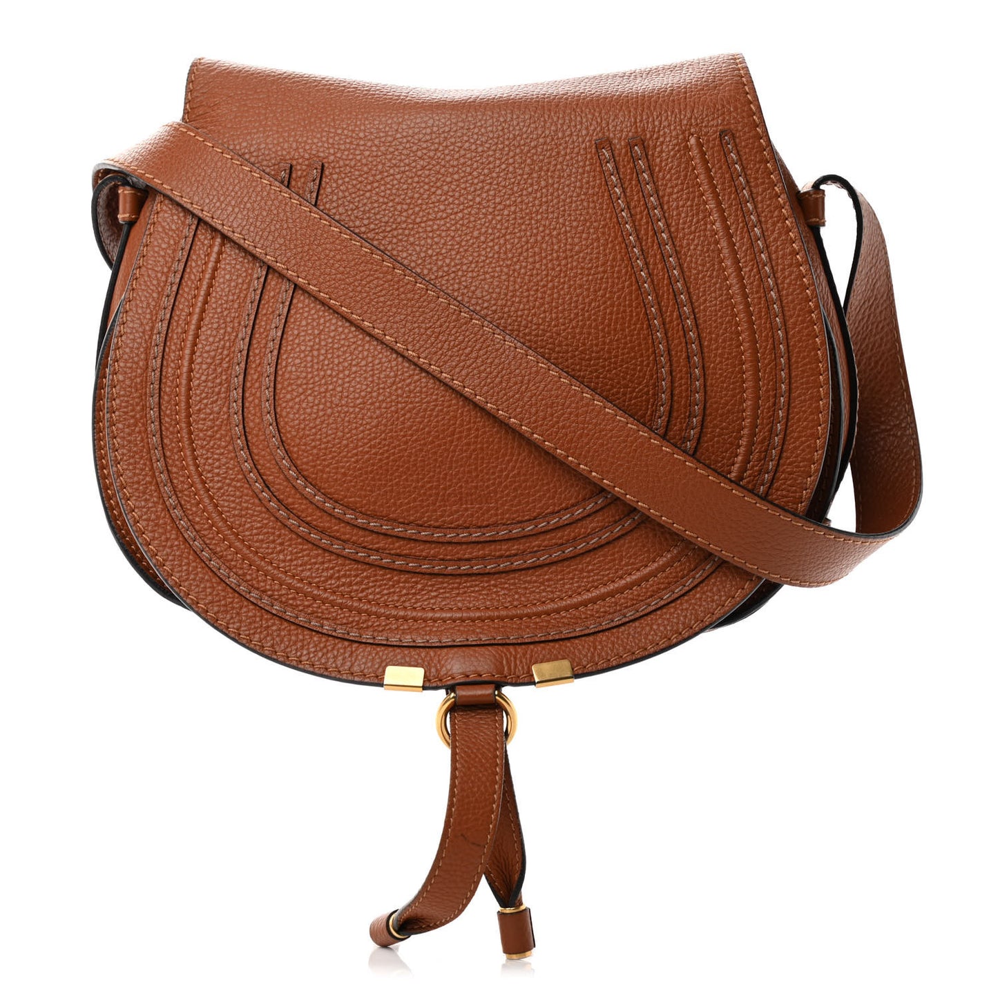 Calfskin Medium Marcie Round Crossbody Bag Tan