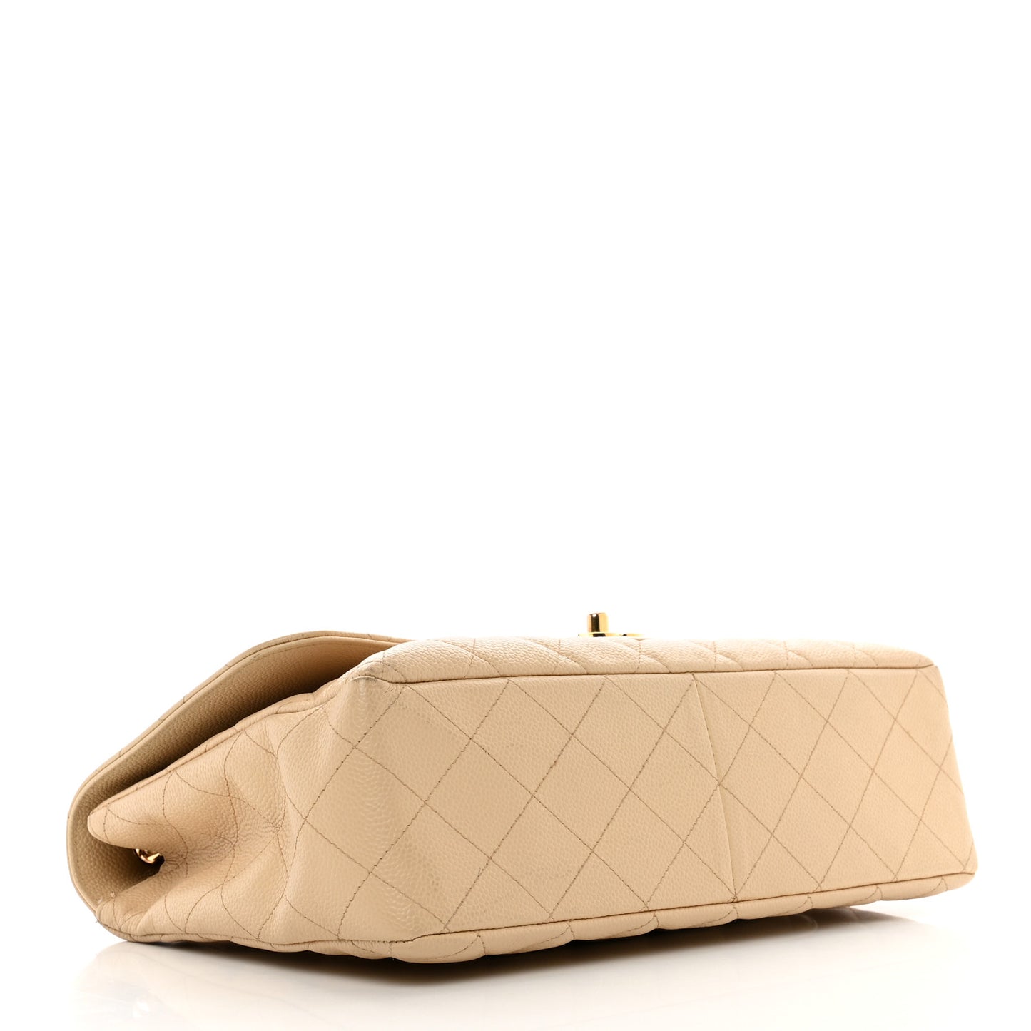 Caviar Quilted Jumbo Single Flap Beige