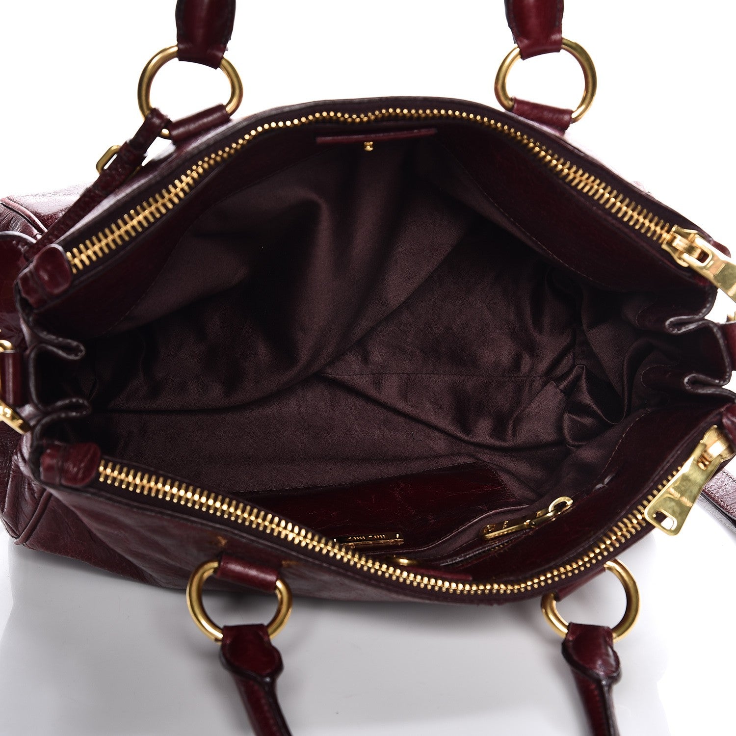 Miu Miu Vitello Shine Double Zip Tote Amaranth 6 of 18