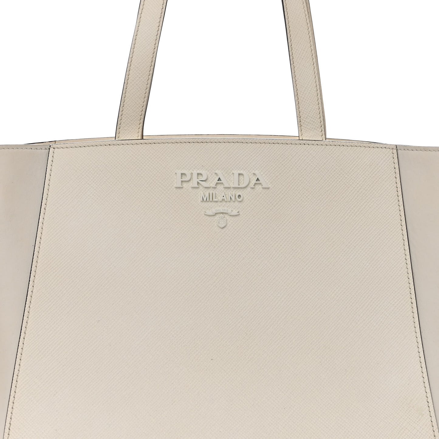 Saffiano Cuir City Calf Monochrome Shopping Tote White