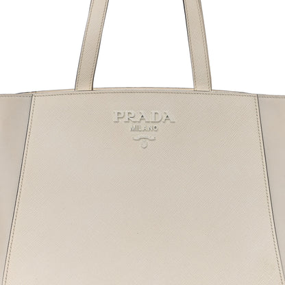 Prada Saffiano Cuir City Calf Monochrome Shopping Tote White 7 of 10