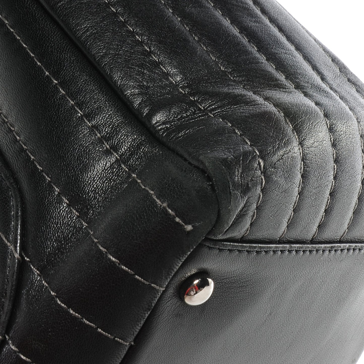 Lambskin Vertical Quilted Large Mademoiselle Tote Black