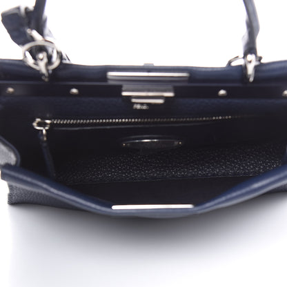 Fendi Cuoio Romano Selleria Medium Peekaboo Iconic Satchel Blue Notte 5 of 11