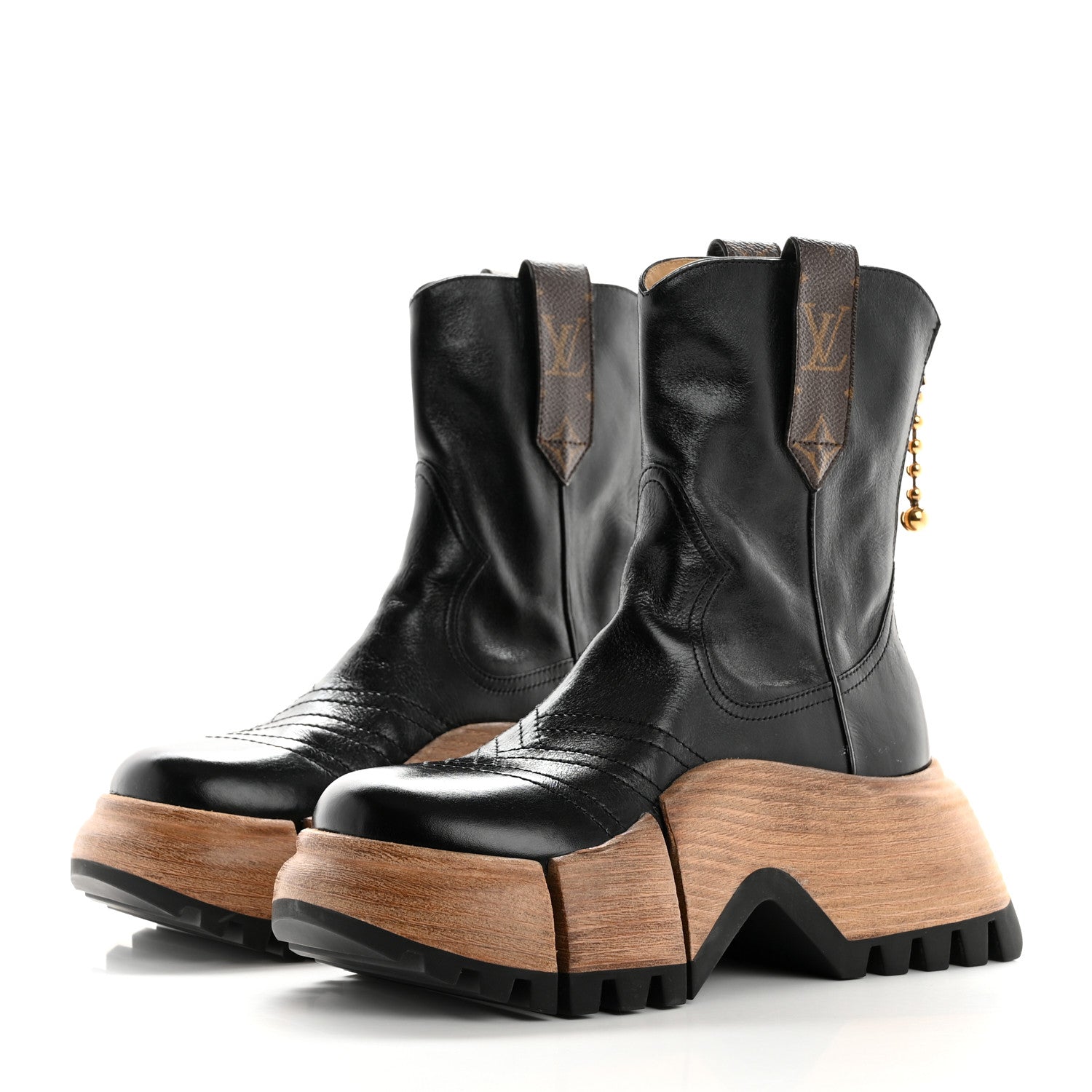 Louis Vuitton Patent Calfskin LV Zoom Platform Ankle Boots 38 Black 3 of 12