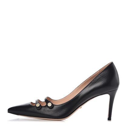 Gucci Malaga Kid Aneta Double Strap Mid Heel Pumps 36 Black 1 of 9