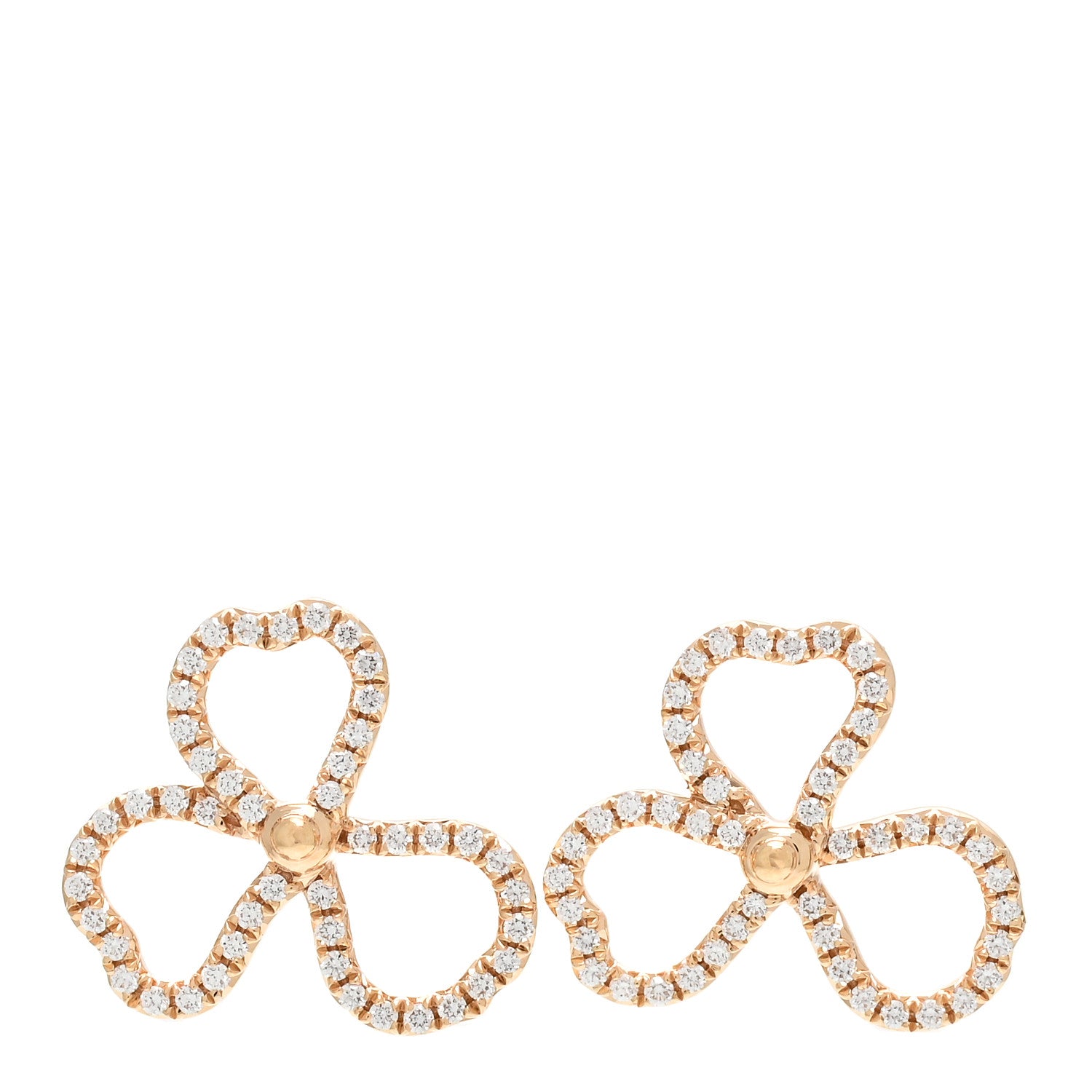 Tiffany 18K Rose Gold Diamond Paper Flowers Open Flower Earrings 1 of 4