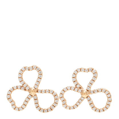 Tiffany 18K Rose Gold Diamond Paper Flowers Open Flower Earrings 1 of 4