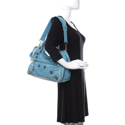Balenciaga Agneau Giant 21 Silver Hardware City Bleu Paon 2 of 10