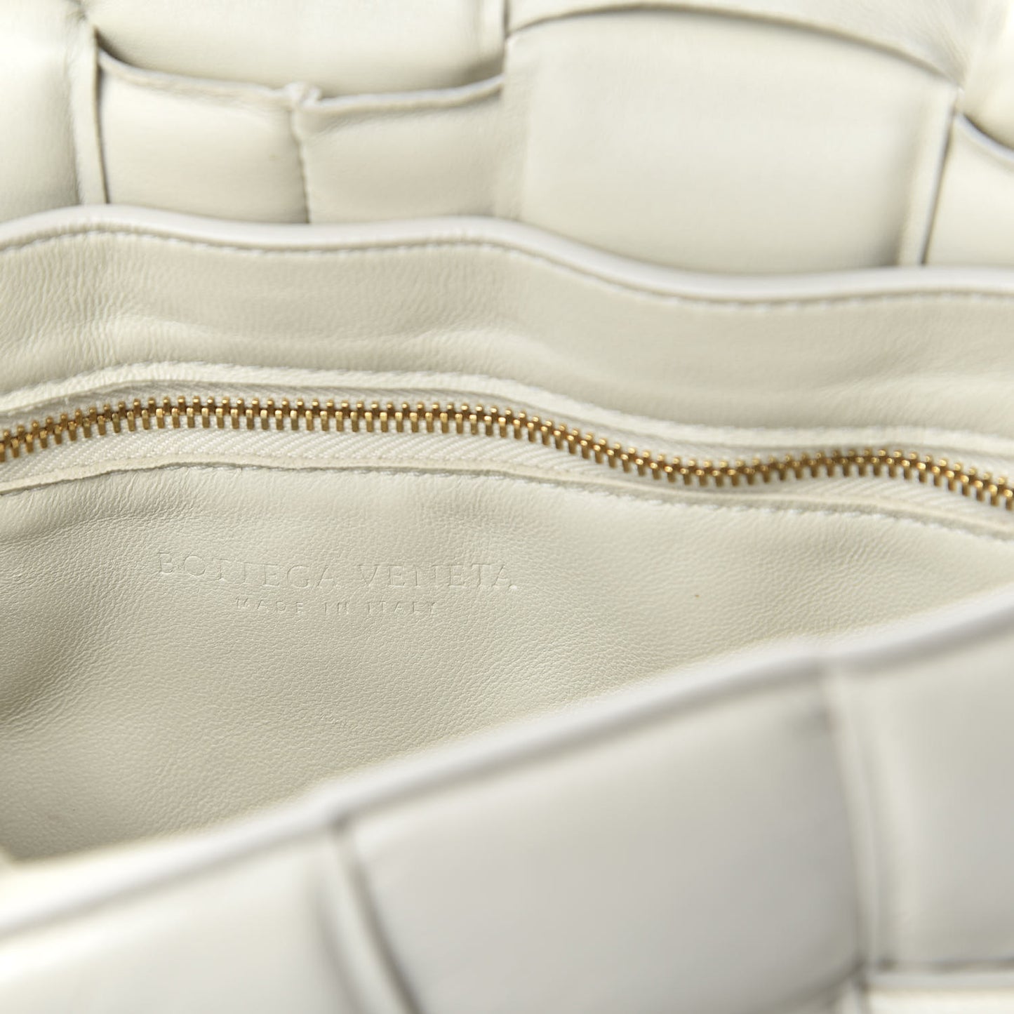 Paper Calfskin Maxi Intreccio Padded Cassette Crossbody Bag White