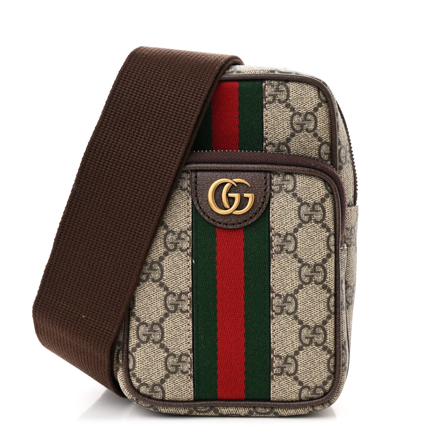 Gucci GG Supreme Monogram Web Mini Ophidia Messenger Brown 1 of 11